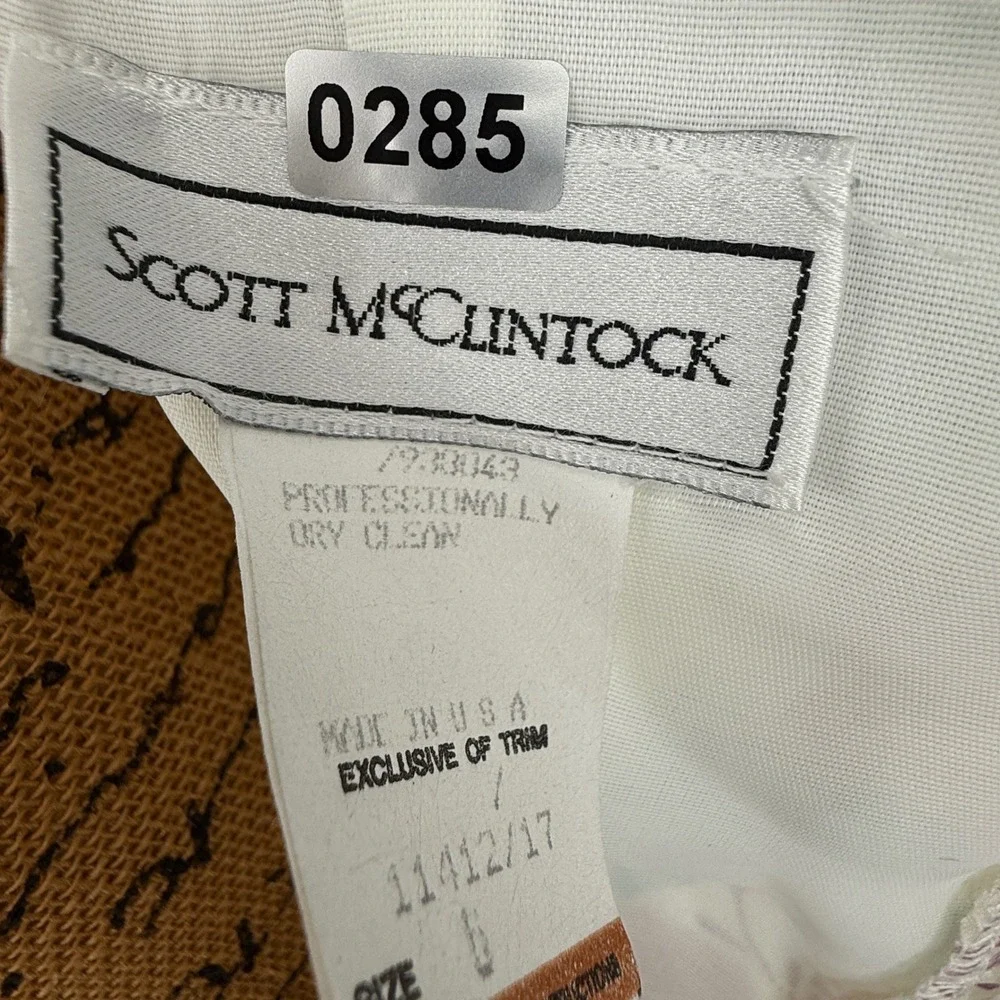 Vtg Scott McClintock Floral Dress Sz 6 Puff Sleeve Lace Cottage Coquette Basque - Picture 4 of 15